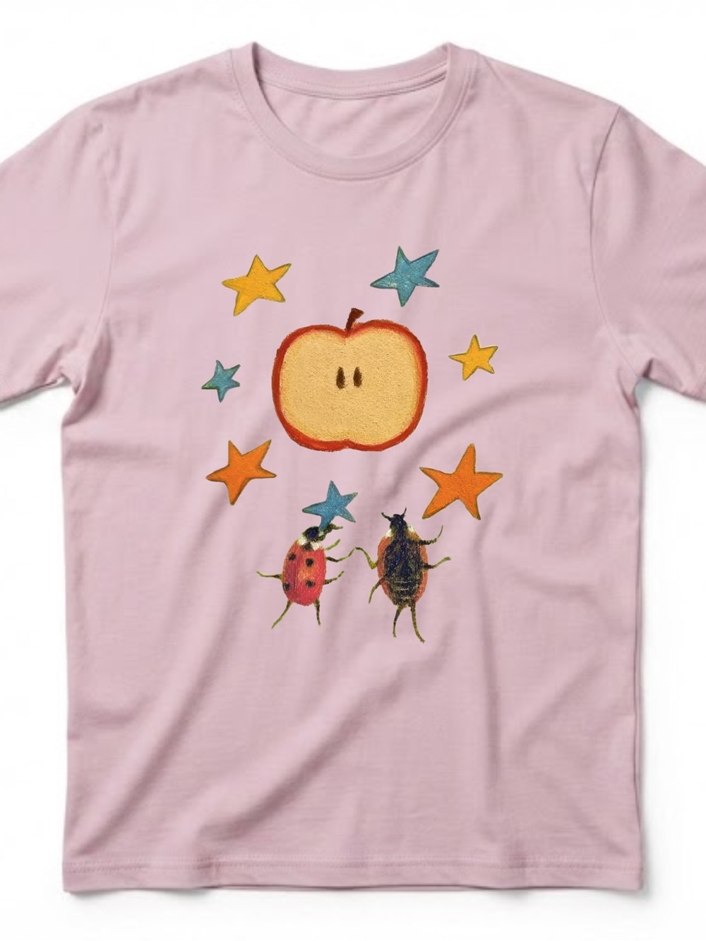 Aesthetic Apple Bug Graphic Pink Cotton Gildan T-shirt
